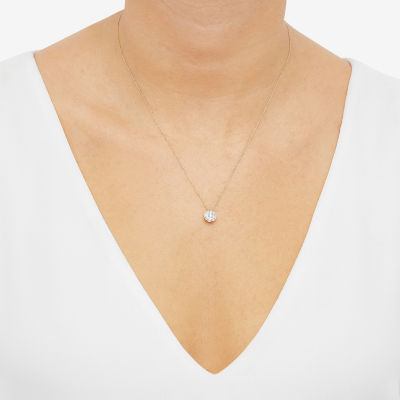 (H-I / Si1-Si2) Womens 1/3 CT. T.W. Lab Grown White Diamond 10K Gold Round Pendant Necklaces
