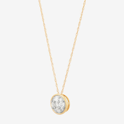 (H-I / Si1-Si2) Womens 1/3 CT. T.W. Lab Grown White Diamond 10K Gold Round Pendant Necklaces