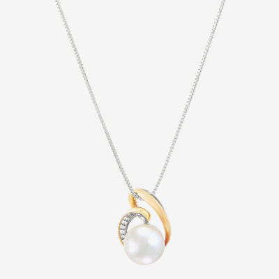 Womens Dyed White Cultured Freshwater Pearl 14K Gold Sterling Silver Pendant Necklace