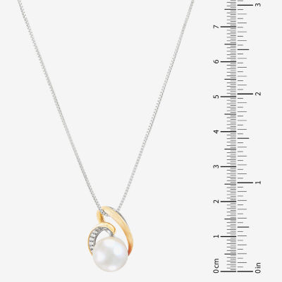 Womens Dyed White Cultured Freshwater Pearl 14K Gold Sterling Silver Pendant Necklace