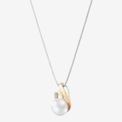 Womens Dyed White Cultured Freshwater Pearl 14K Gold Sterling Silver Pendant Necklace