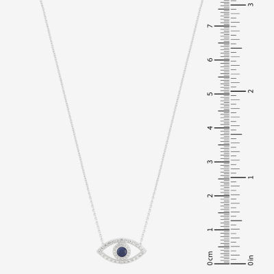 Womens Lab Created Blue Sapphire Sterling Silver Evil Eye Pendant Necklace