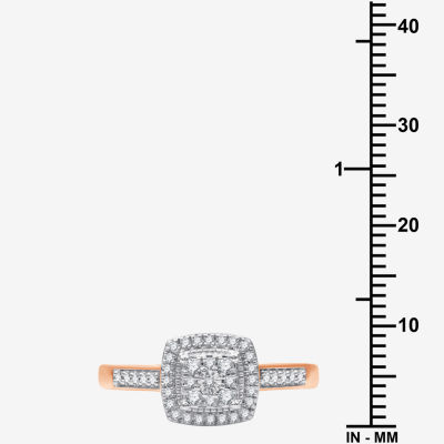 I Said Yes (H-I / I1) Womens 1/4 CT. T.W. Lab Grown White Diamond 14K Rose Gold Over Silver Sterling Halo Engagement Ring