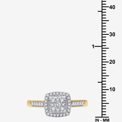 I Said Yes (H-I / I1) Womens 1/4 CT. T.W. Lab Grown White Diamond 14K Gold Over Silver Sterling Silver Side Stone Halo Engagement Ring