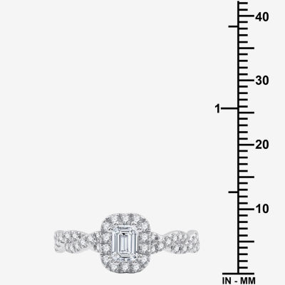 I Said Yes (H-I / I1) Womens 1 CT. T.W. Lab Grown White Diamond Sterling Silver Side Stone Halo Engagement Ring