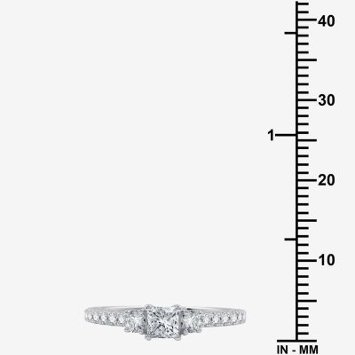 I Said Yes (H-I / I1) Womens 3/4 CT. T.W. Lab Grown White Diamond Sterling Silver Side Stone Engagement Ring