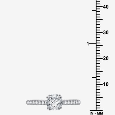 (H-I / Si2-I1) Womens 1 1/4 CT. T.W. Lab Grown White Diamond 10K Gold Round Side Stone Engagement Ring