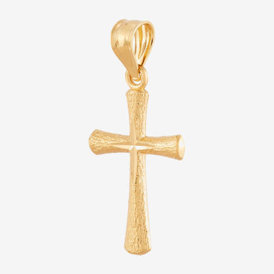 14K Yellow Gold Diamond-Cut Mini Cross Charm 