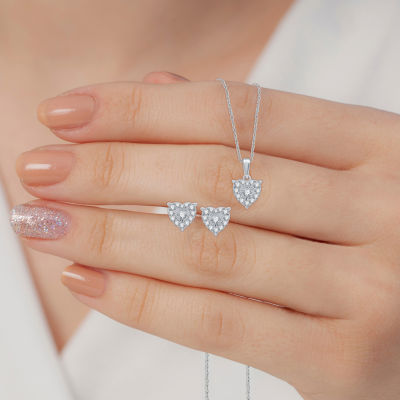 Womens 3/4 CT. T.W. Lab Grown White Diamond Sterling Silver Heart 2-pc. Jewelry Set
