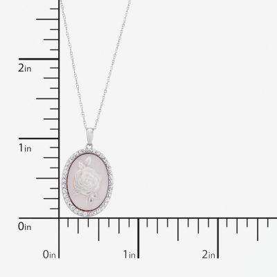 Cameo Womens Pink Mother Of Pearl Sterling Silver Flower Pendant Necklaces
