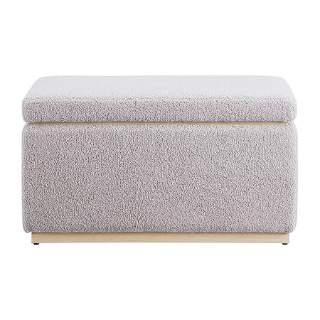 Berlinda Sherpa Rectangular Storage Ottoman, One Size, Gray