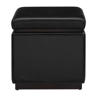 Berlinda Faux Leather Cube Storage Ottoman