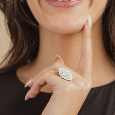 (G/ Si2) Womens 4 CT. T.W. Lab Grown White Diamond 10K Gold Marquise Cocktail Ring