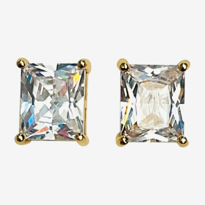Bijoux Bar Gold Tone Cubic Zirconia 1/2 Inch Stud Earrings