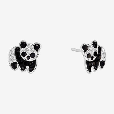 Silver Treasures Panda Multi Color Crystal Sterling Silver 8.6mm