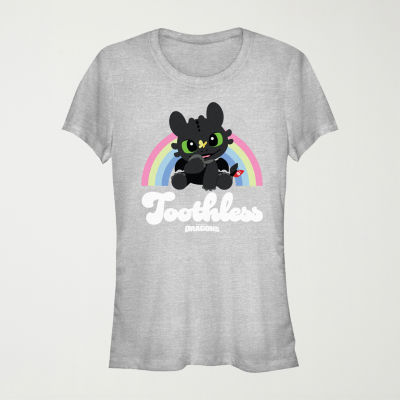 How To Train Your Dragon Toothless Rainbow Tee Womens Juniors Crew Neck Short Sleeve Graphic T-Shirt