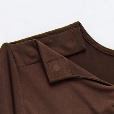 Liz Claiborne Womens Plus Easy-on + Easy-off Keyhole Neck 3/4 Sleeve Adaptive Blouse