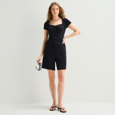 a.n.a Womens Mid Rise Pleated Short