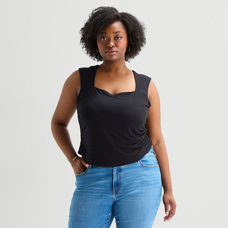 a.n.a Womens Plus Sweetheart Neck Sleeveless Tank Top, 0x, Black