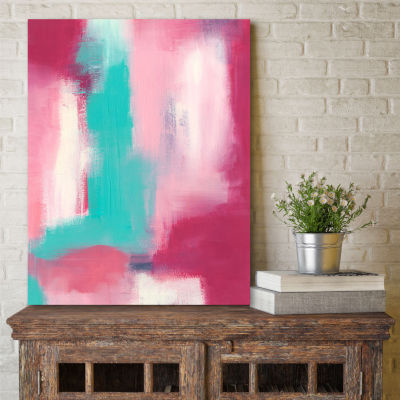 Courtside Market Abstract Pink Canvas Art