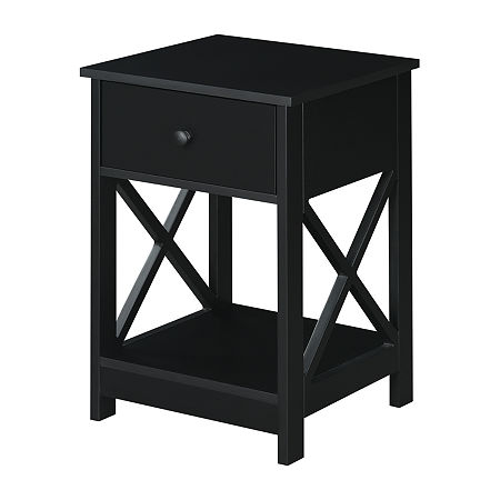 Oxford 1-Drawer Storage End Table, One Size, Black