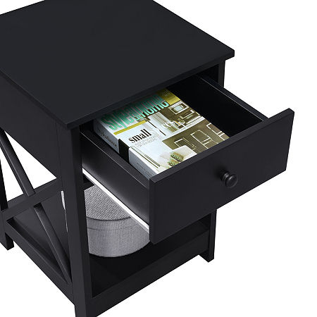 Oxford 1-Drawer Storage End Table, One Size, Black