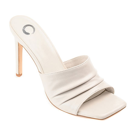 Journee Collection Camber Womens Round Open Toe Stiletto Heel Pumps In White