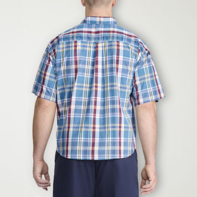 IZOD Breeze Big and Tall Mens Moisture Wicking Classic Fit Short Sleeve Plaid Button-Down Shirt