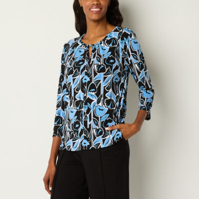 Liz Claiborne Tall Womens Keyhole Neck 3/4 Sleeve Blouse