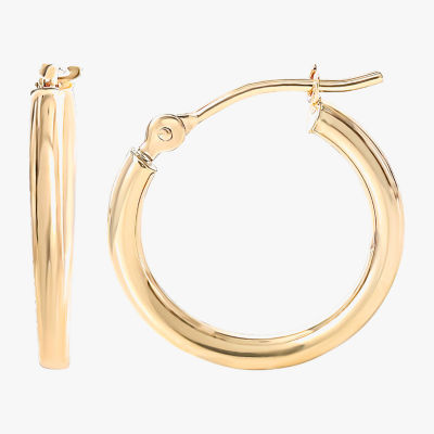 Religious Jewelry 14K Gold 15mm Round Hoop Earrings