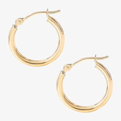 Religious Jewelry 14K Gold 15mm Round Hoop Earrings