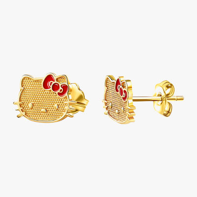 14K Gold 6mm Hello Kitty Stud Earrings