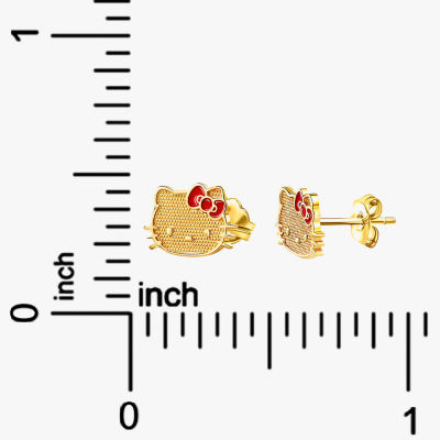 14K Gold 6mm Hello Kitty Stud Earrings