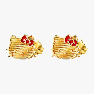 14K Gold 6mm Hello Kitty Stud Earrings