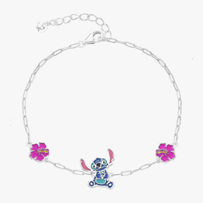 Disney Collection Sterling Silver Flower Lilo & Stitch Stitch Bolo Bracelet