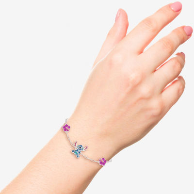 Disney Collection Sterling Silver Flower Lilo & Stitch Bolo Bracelet