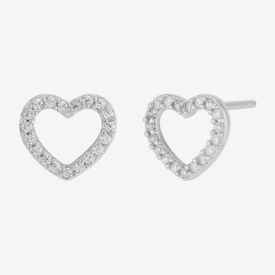 Diamonart Womens Cubic Zirconia Sterling Silver Heart 3 Pair Earring Set