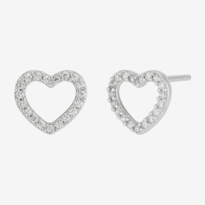 Diamonart White Cubic Zirconia Sterling Silver Heart 3 Pair Earring Set