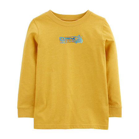 Carter's Little & Big Boys Crew Neck Long Sleeve Graphic T-Shirt, 14, Yellow