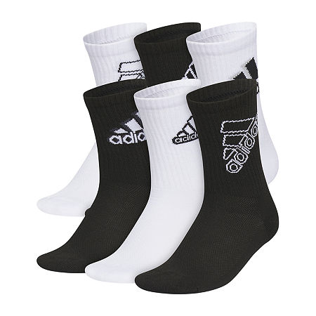 adidas Little & Big Boys 6 Pair Crew Socks, Large, Black