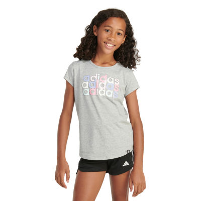 adidas Big Girls Scoop Neck Short Sleeve Graphic T-Shirt