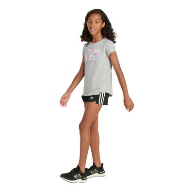 adidas Big Girls Scoop Neck Short Sleeve Graphic T-Shirt