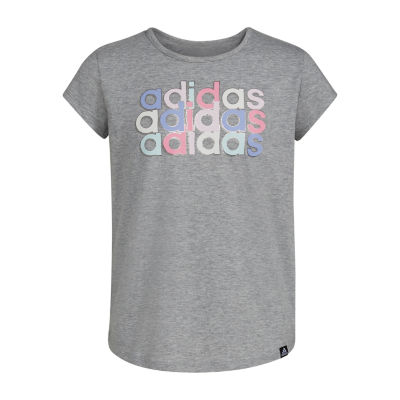 adidas Big Girls Scoop Neck Short Sleeve Graphic T-Shirt