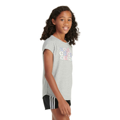 adidas Big Girls Scoop Neck Short Sleeve Graphic T-Shirt