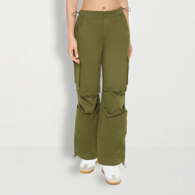 Forever 21 Twill Parachute Womens Mid Rise Straight Cargo Pant-Juniors