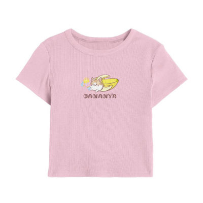 Little & Big Girls Bananya Crew Neck Short Sleeve Graphic T-Shirt