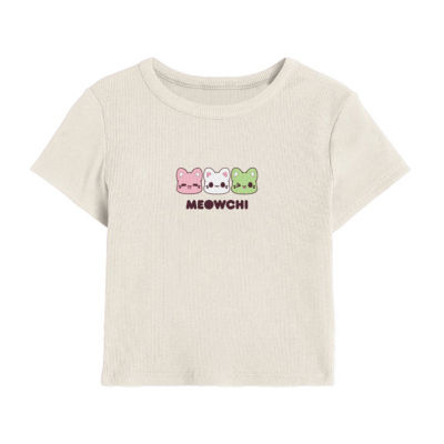 Little & Big Girls Meowchi Crew Neck Short Sleeve Graphic T-Shirt