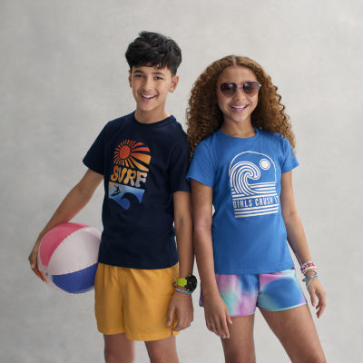 Xersion Little & Big Kid Girls Crew Neck Short Sleeve Regular Fit Graphic T-Shirt