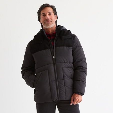 St. John's Bay Mens Hooded Heavyweight Puffer Jacket In Black