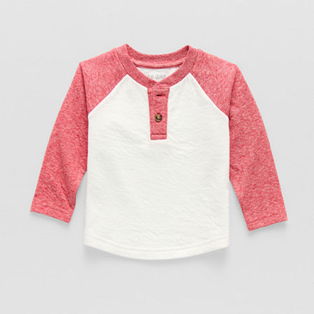 Okie Dokie Baby Boys Long Sleeve Regular Fit Henley Shirt, 24 Months, White
